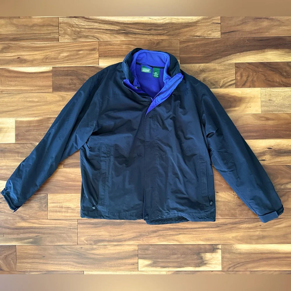 L.L. Bean Black Layered Fleece Windbreaker Jacket size XXL - Picture 1 of 3